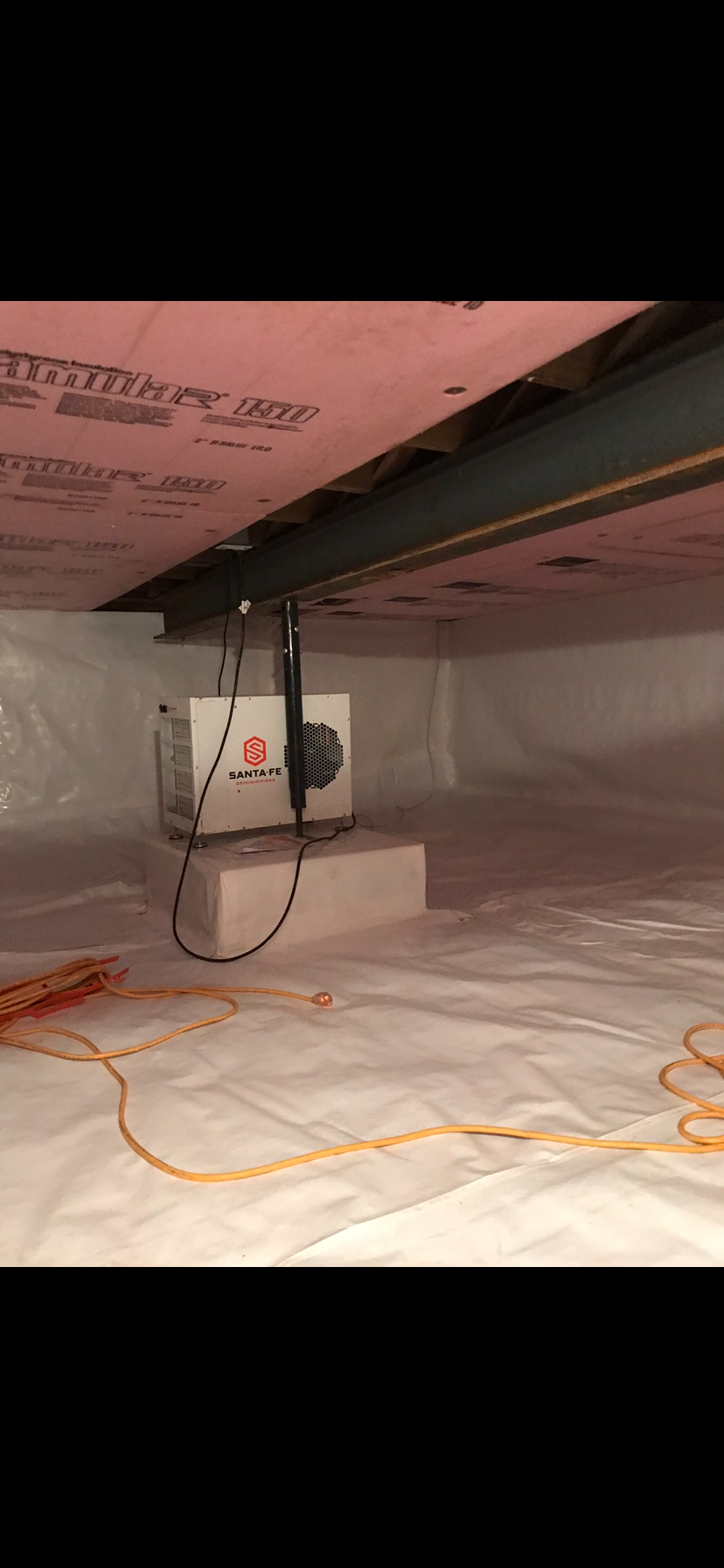 Commercial dehumidifier installed in encapsulated crawlspace — Ankeny, IA