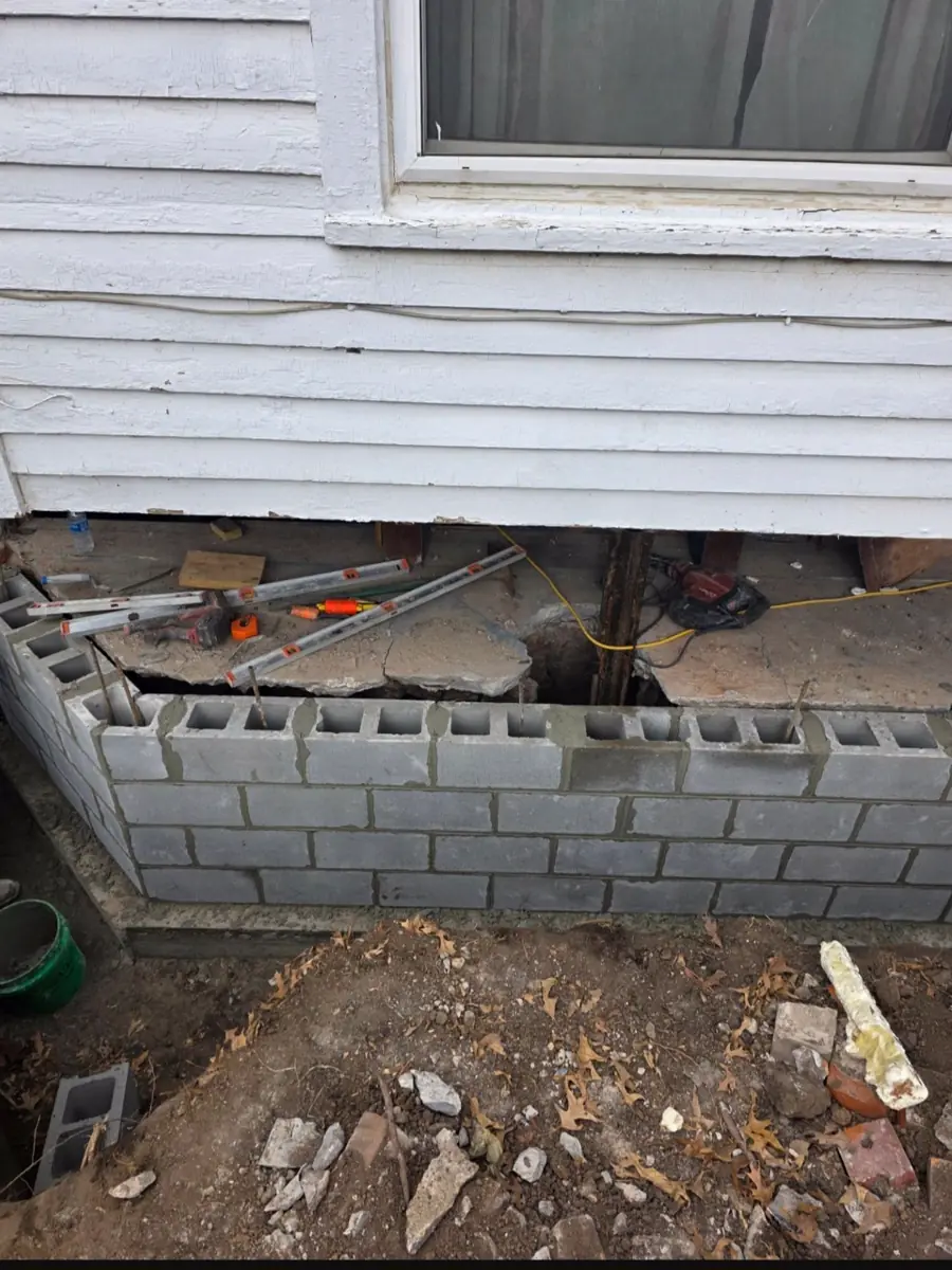 New concrete wall forms braced and ready for pour — West Des Moines, Iowa