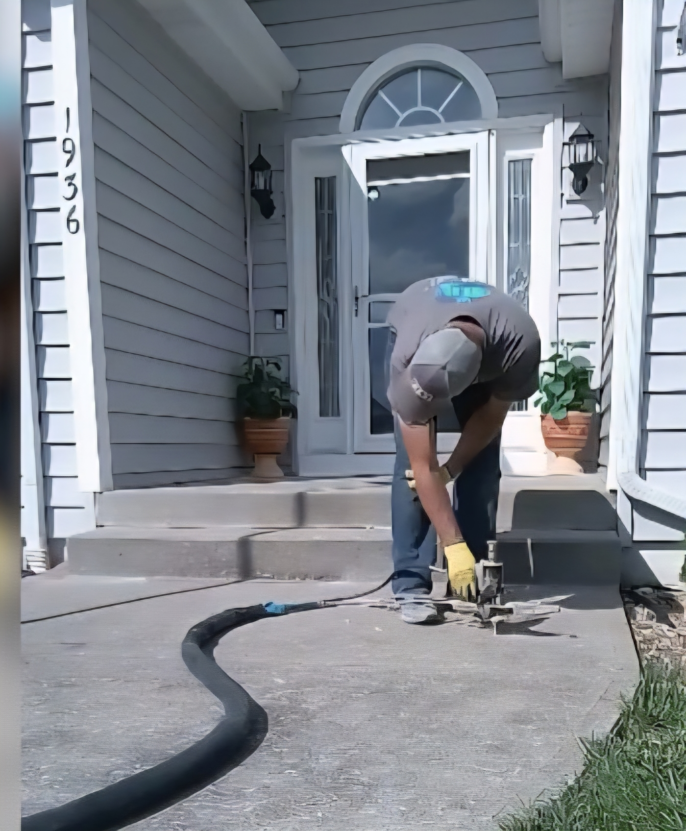 JLB crew drilling injection ports in concrete slab — Gladstone, MO