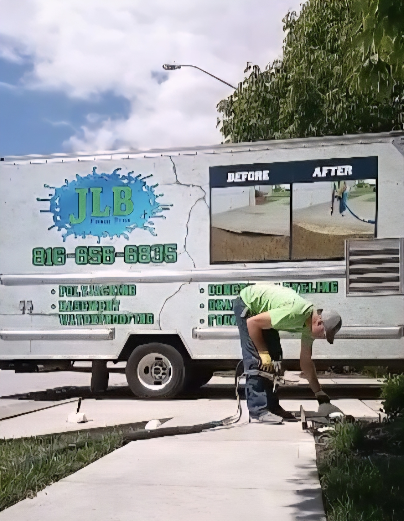 JLB polyjacking crew leveling sidewalk section — Gladstone, MO
