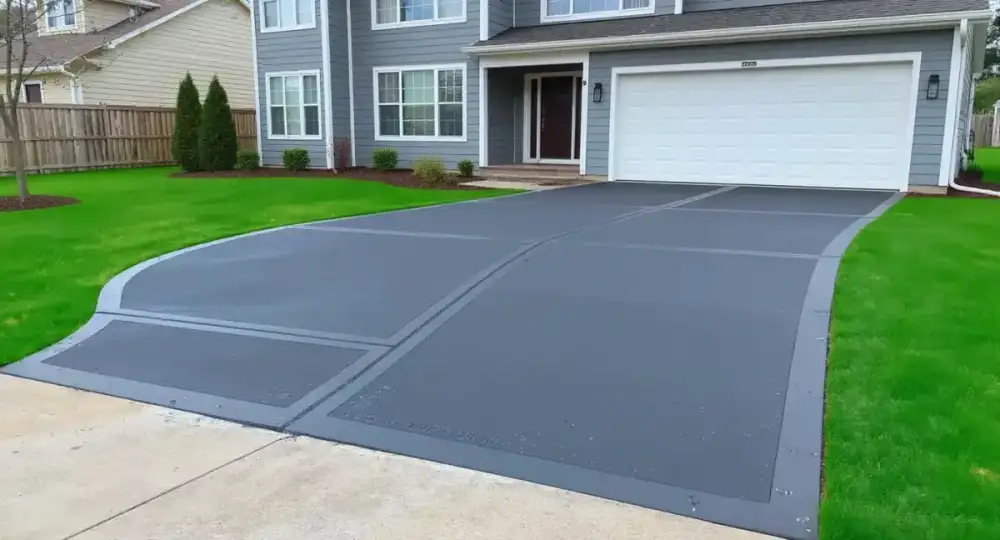 Curved ribbon concrete driveway — driveways by JLB in Ankeny, Iowa