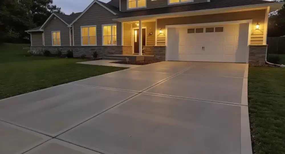 Modern farmhouse concrete driveway — driveways by JLB in Ankeny, Iowa