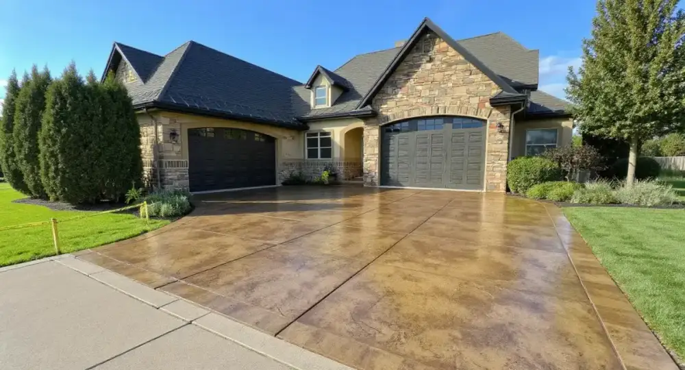 Stamped concrete driveway finish — driveways by JLB in Ankeny, Iowa