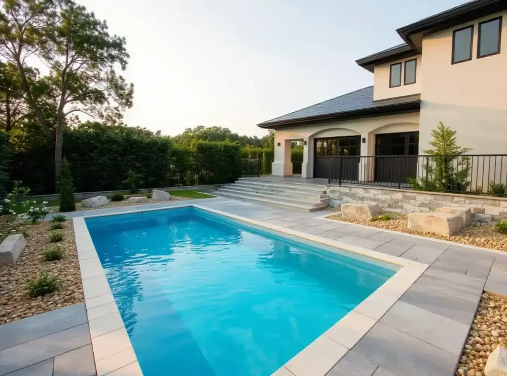 Concrete pool deck poured by JLB in Ames, Iowa