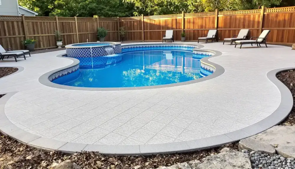 Resurfaced concrete pool deck — pool decks by JLB in Ames, Iowa