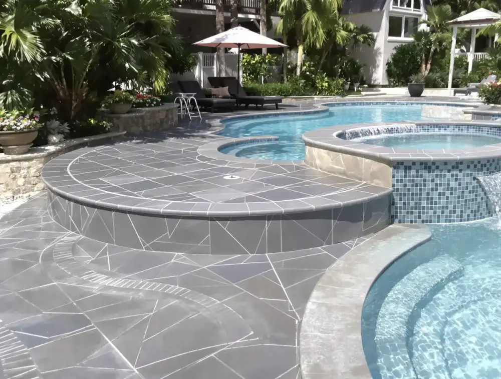 Scored concrete pool deck — pool decks by JLB in Ames, Iowa