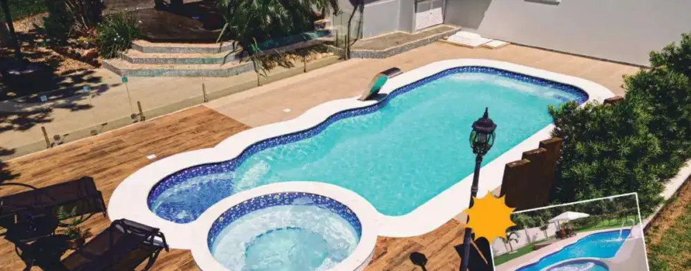 Exclusive Pools Veneza fiberglass pool shell — pool installation by JLB in West Des Moines, Iowa
