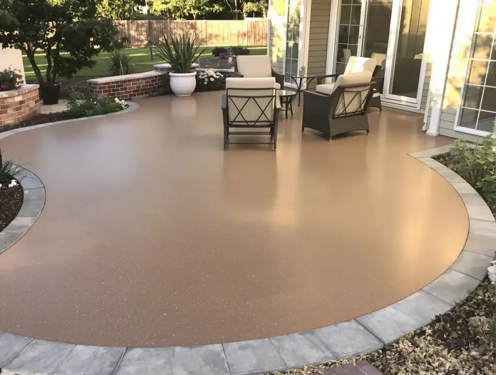 Decorative overlay stained patio — stained concrete by JLB in Ames, Iowa