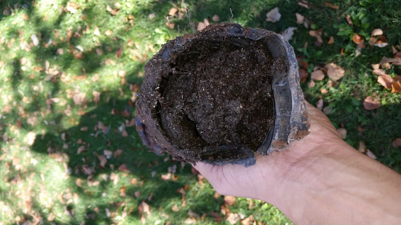 Exterior drain tile trench along foundation wall