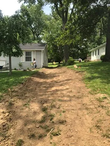 Drain pipe installation in a residential yard in Raymore, MO