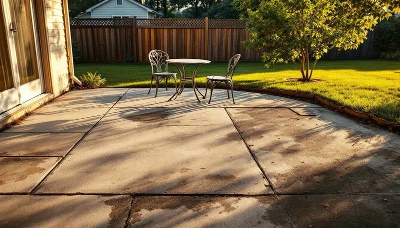 Concrete patio being lifted with polyurethane foam in Raymore, MO