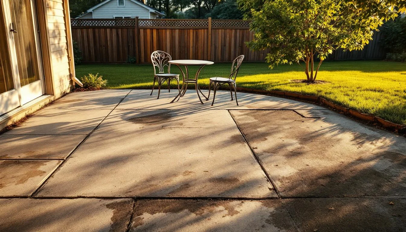 Patio concrete leveling in progress