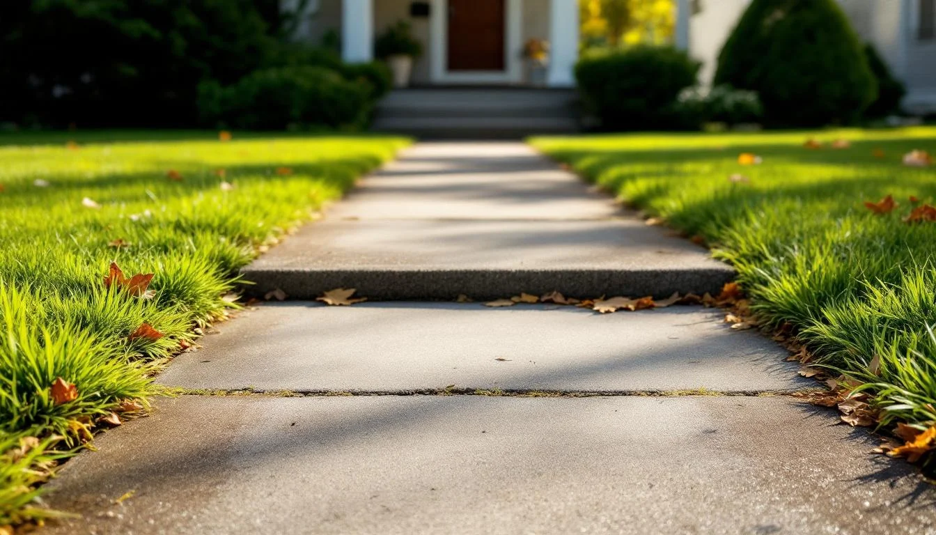 Tilted sidewalk creating trip hazard