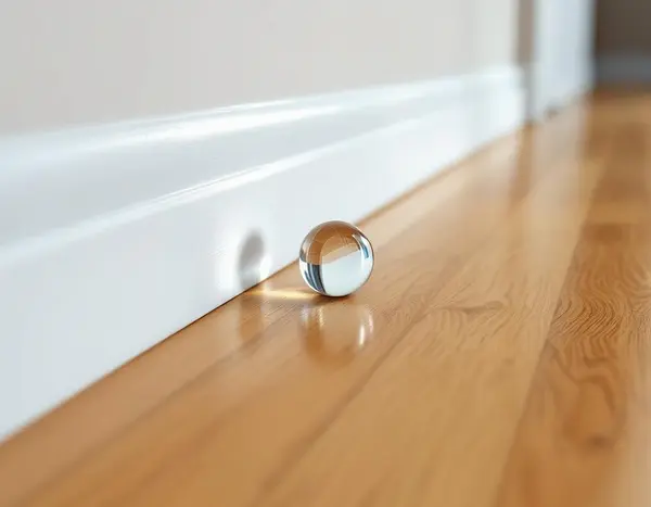 Sloping floor in Calhoun County — baseboard no longer sits flush against the floor